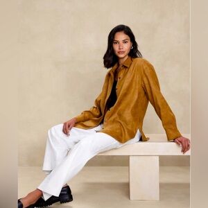 NEW $89 XL softest vegan leather suede shirt jacket shacket top brown womens